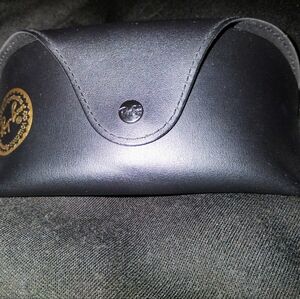 Ray-Ban Black Leather Case with Gold Logo